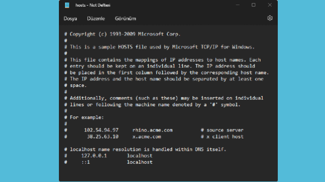Windows 11 HOSTS Dosyası Nasıl Düzenlenir HOSTS Dosyası Nasıl Düzenlenir