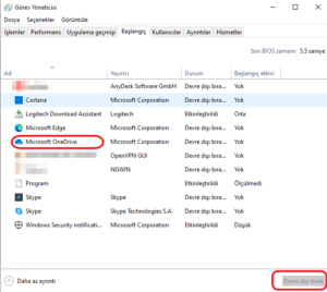 onedrive nasıl kapatılır veya devre dışı bırakılır