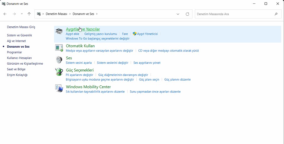 denetim masasi - Hadron HD305 Oyun Kolu Kurulumu
