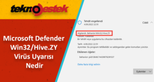 Microsoft Defender Win32/Hive.ZY'yi yanlışlıkla algılıyor