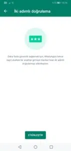 etkinlestir - WhatsApp İki Adımlı Kimlik Doğrulama