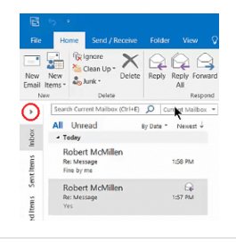 Outlook Klasör Bölmesi nasıl genişletilir