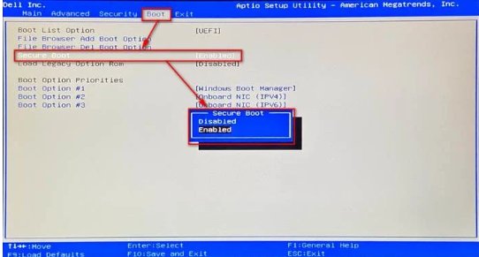 Güvenli Önyüklemeyi Devre Dışı Bırakın