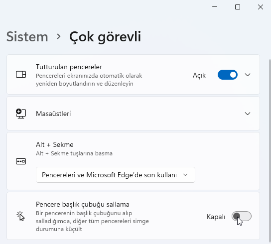 Windows 11'de Aero Shake Nasıl Devre Dışı Bırakılır