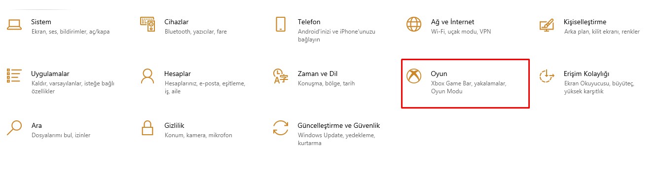 ayarlar penceresi son - Windows Oyun Açılırken Ms-Gaming Overlay Hatası