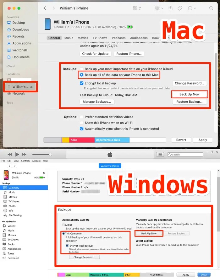 iPhone'u iCloud'a Mac'e veya Windows'a Yedekleme iPhone'u iCloud'a Mac'e veya Windows'a Yedekleme