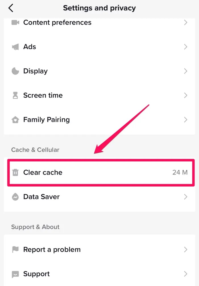 TikTok Önbelleğini Temizleme