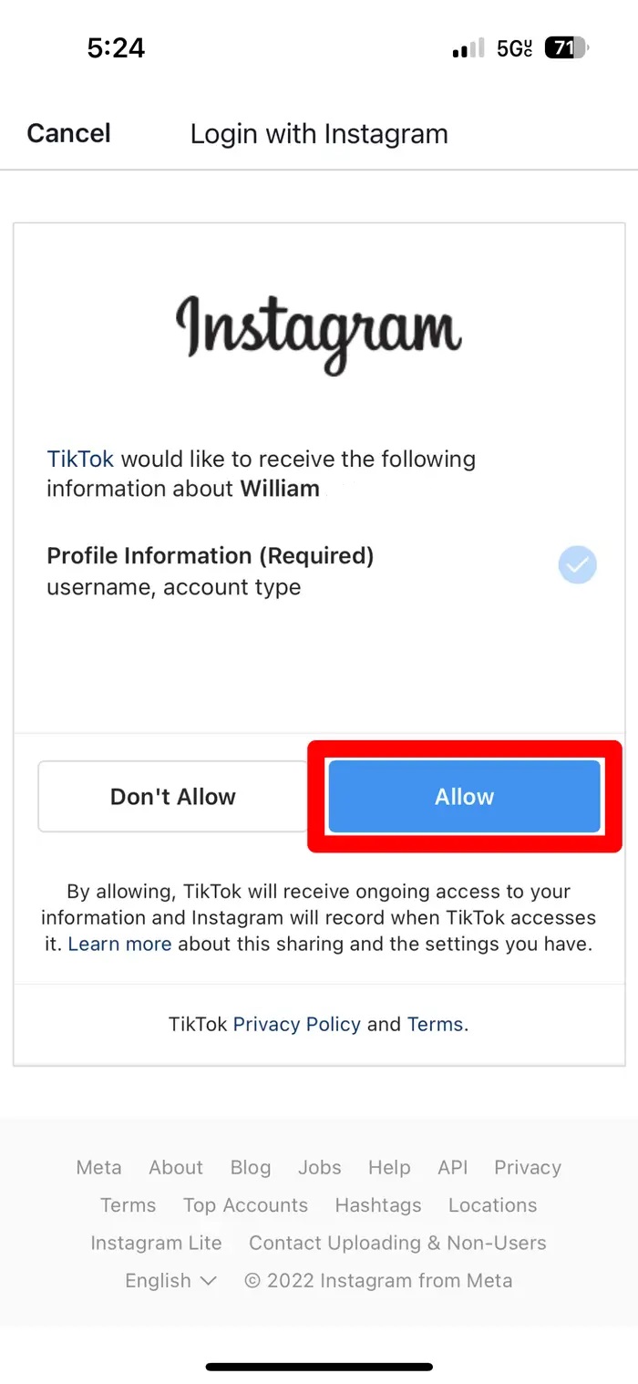 Instagram Hesabını TikTok'a Bağlama