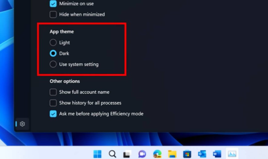 Windows 11 Yeni Görev Yöneticisi Tema Seçeneklerini nelerdir?