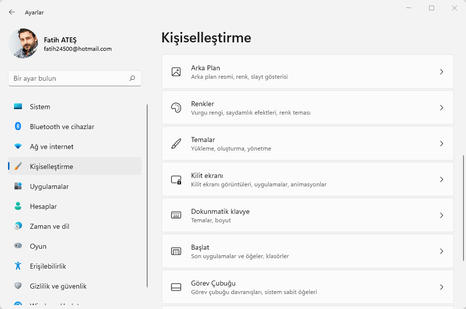 Windows 11 Tema Değiştirme ve Özelleştirme Windows 11 Tema Değiştirme ve Özelleştirme