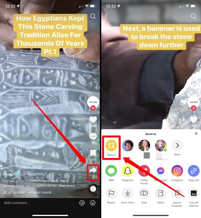TikTok'ta Başkalarının Videosunu Paylaşma