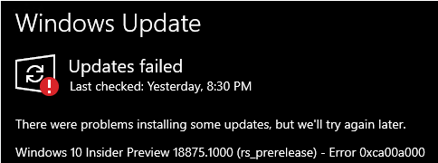 Windows Update Hatası 0xca00a000