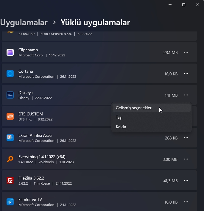 Windows 11 Uygulama Sıfırlama Windows 11 uygulamaları varsayılan ayarlarına sıfırlamak.