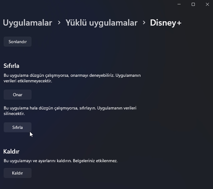 Windows 11 Uygulama Sıfırlama Windows 11 uygulamaları varsayılan ayarlarına sıfırlamak.