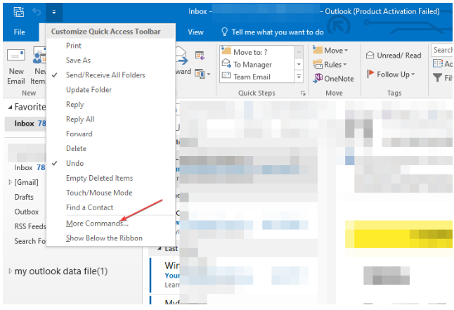Outlookta Hızlı Erişim Araç Çubuğunu Özelleştirme