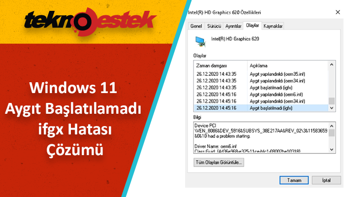 Windows 11 Aygıt Başlatılamadı ifgx Hatası Windows 11 aygıt başlatılamadı ifgx hatası çözümü