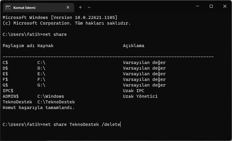 Windows 11 klasör paylaşımını durdurmak