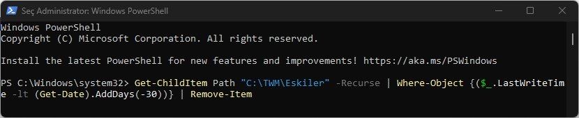 Eski Dosyaları Otomatik Silmek için PowerShell Kullanımı
