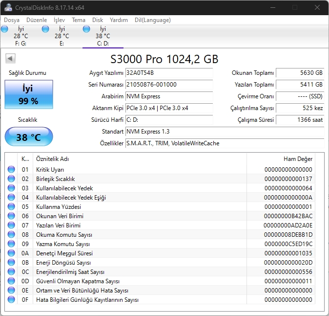 Windows 11'de SSD Sağlığı Öğrenme