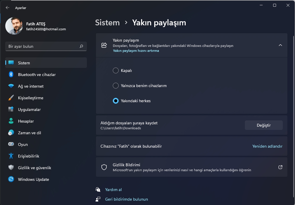 Windows 11 Yakın Paylaşım Nasıl Etkinleştirilir