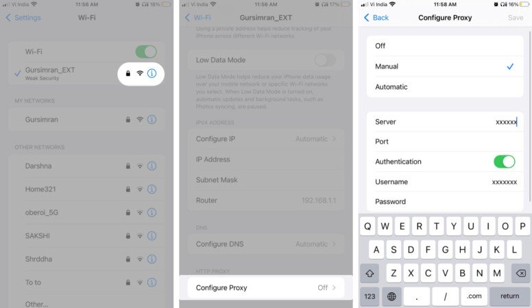 iPhone Proxy Ayarları
