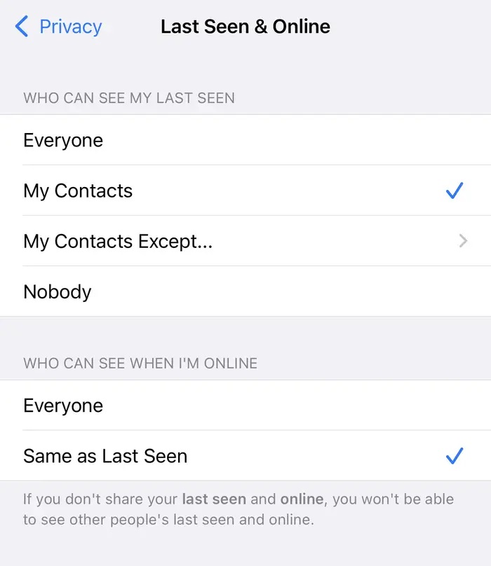 WhatsApp Çevrimiçi Durumunu Gizleme