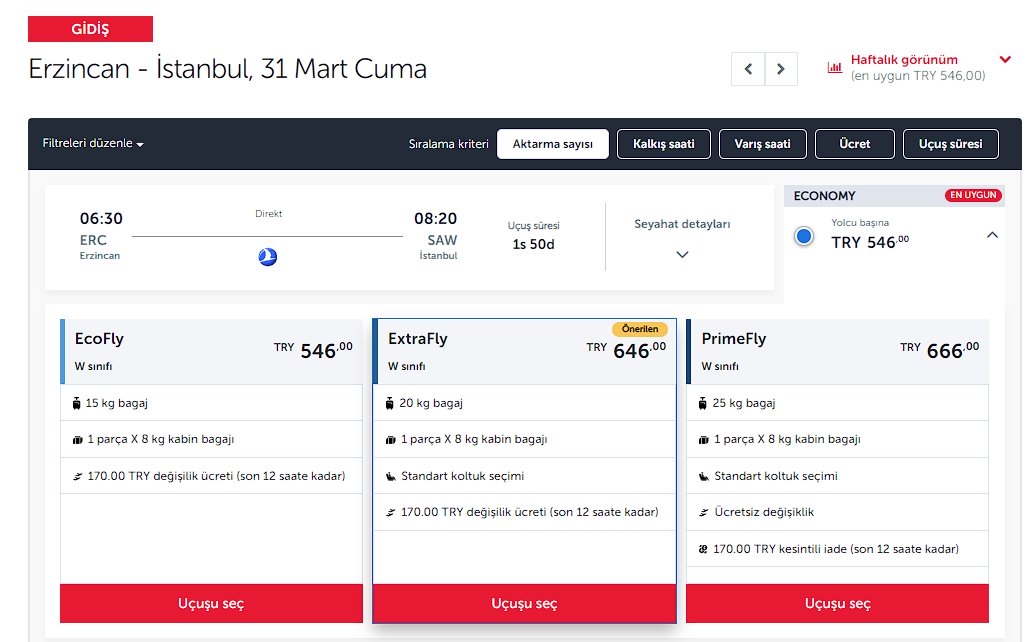 THY Fiyat Dondurma Nasıl Yapılır