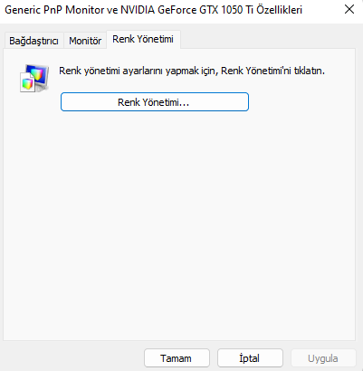 Win11 Renk yönetimi 