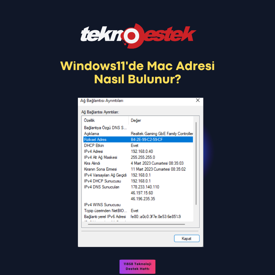 Windows11de Mac Adresi Nasil Bulunur - Windows11' de Mac Adresi Nasıl Bulunur?