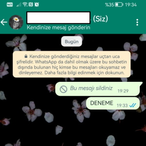 deneme - WhatsApp Kendine Mesaj Gönderme