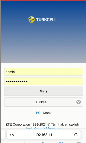 ZTE Superbox MF286R WiFi Ayarı giris ekrani - ZTE Superbox MF286R WiFi Ayarı