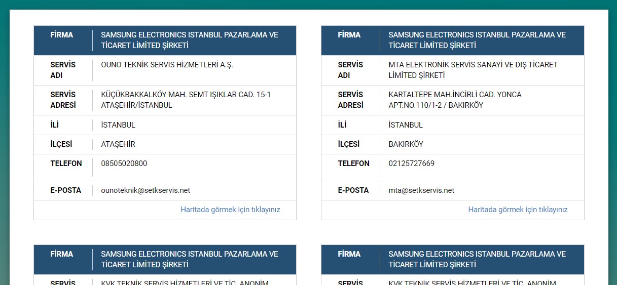 Yetkili Servis Sorgulama sonuc - Yetkili Servis Sorgulama