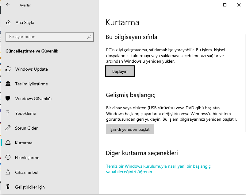 Güncelleme sorunları 