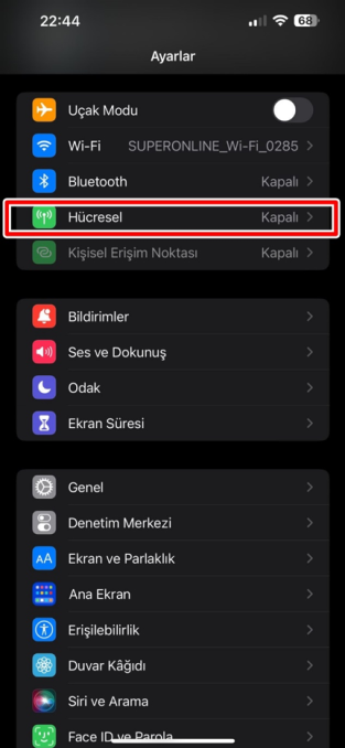 2 2 - iPhone'da Düşük Veri Modu Kapatma Adımları