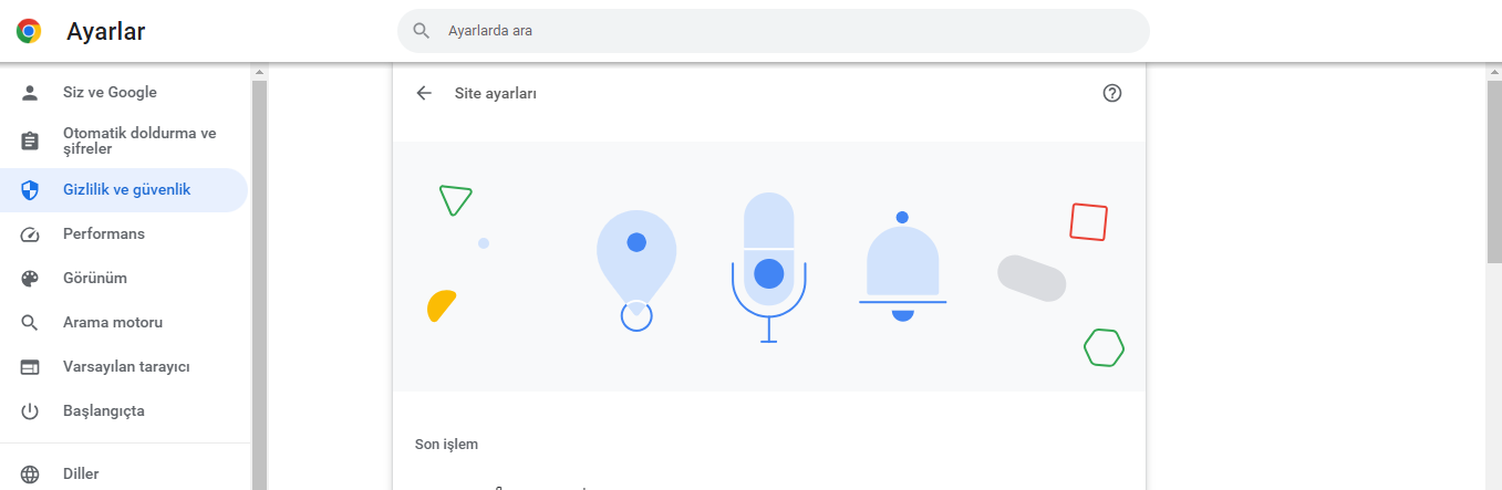 Chrome Site Ayarları İzinlerini Değiştirme