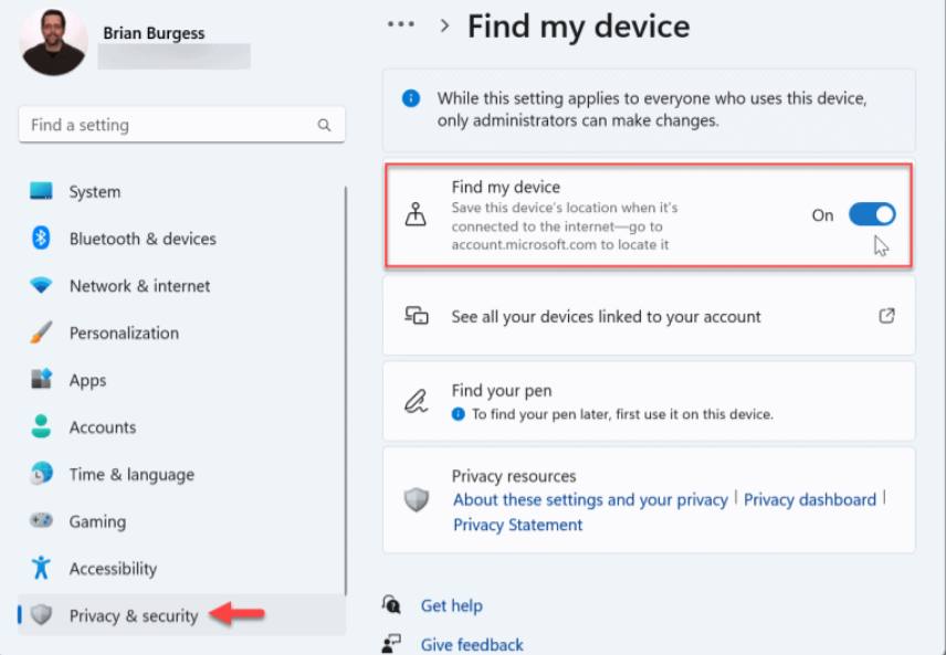 Ekran goruntusu 2023 06 13 133628 - Windows 11 Cihazımı Bul Nasıl Etkinleştirilir