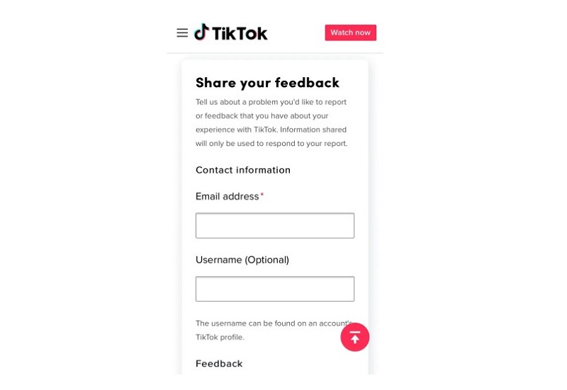 TikTok uygulaması üzerinden sorun bildirin