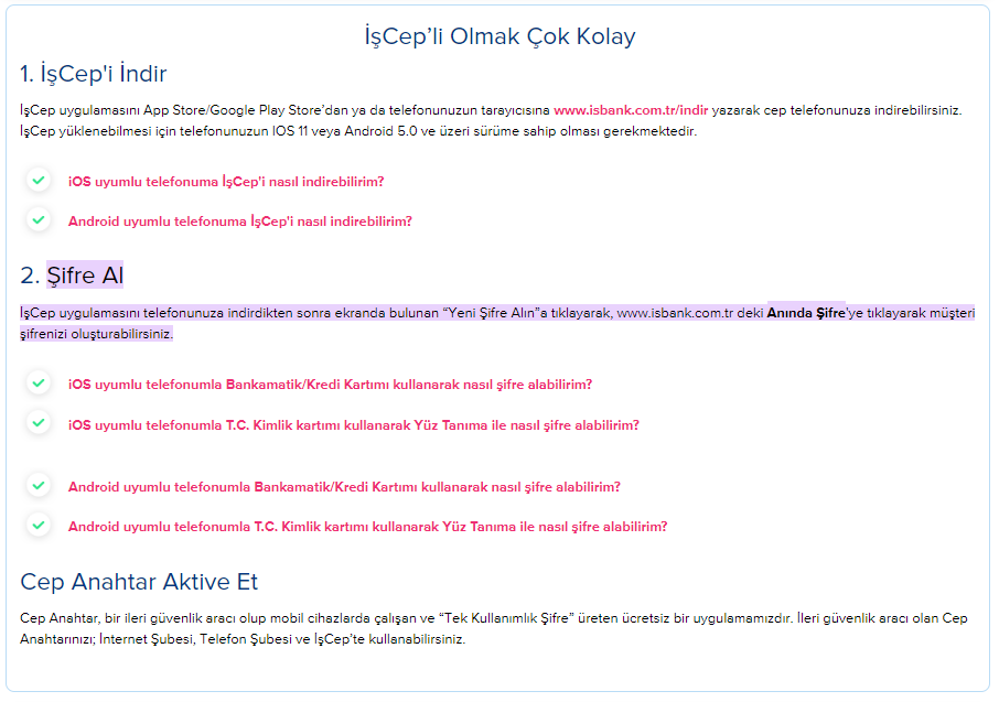 İnternet Bankacılığı Şifresi Alma