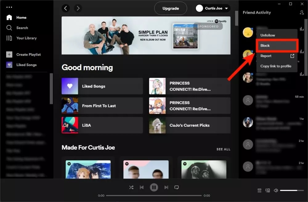 Spotify Kişi Engelleme
