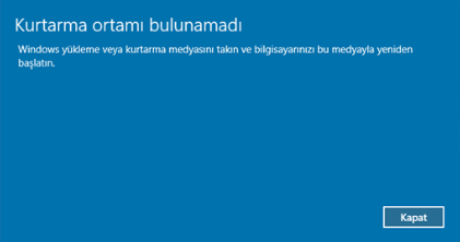 Windows 11 Kurtarma Ortamı Bulunamadı Hatası ve Çözümü