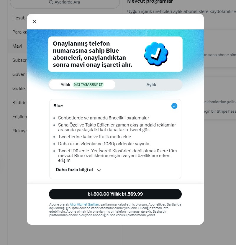 Twitter bireysel ve kurumsal fiyatlandırmalar