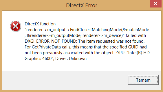 DirectX Yetersiz Bellek Hatası Nasıl Çözülür