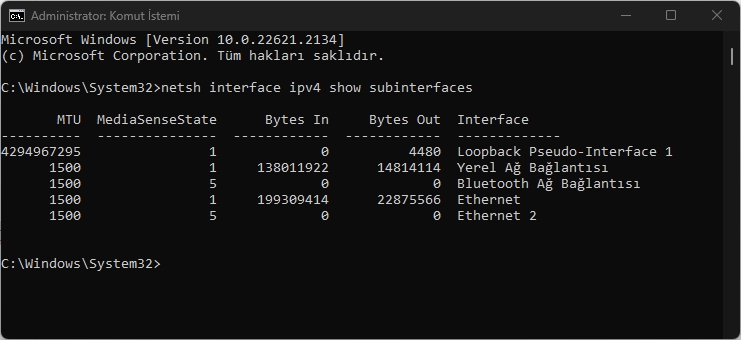 Windows 11 MTU Değeri Değiştirme MTU Değeri Değiştirme Nasıl Yapılır