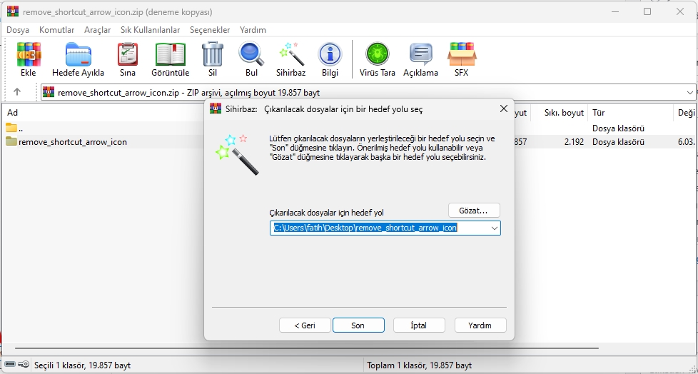 Windows 11 Kısayol Oklarını Kaldırma