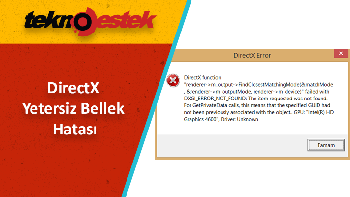 DirectX Yetersiz Bellek Hatasi Nasil Cozulur - DirectX Yetersiz Bellek Hatası için 4 Çözüm