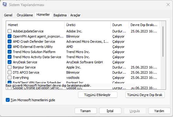 Geri Yükleme Noktası Oluşturma Hatası Çözümü