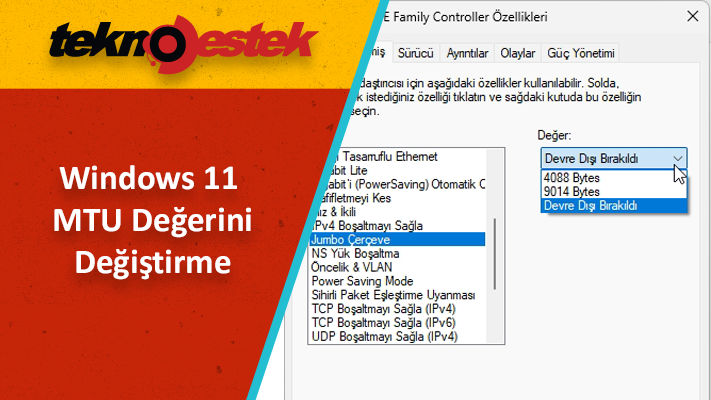 Windows 11 MTU Degeri Degistirme - Windows 11 MTU Değeri Değiştirme