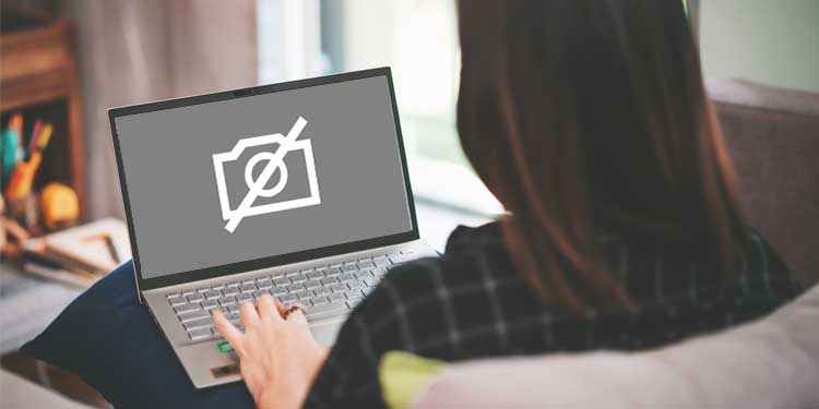 Laptop kamerasının çalışmaması sorununu temsil eden bir görsel.