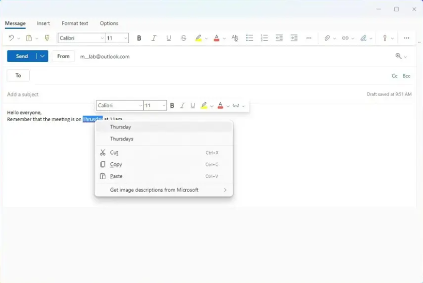 Windows 11 Yeni Outlook Yeni Posta Ekranı