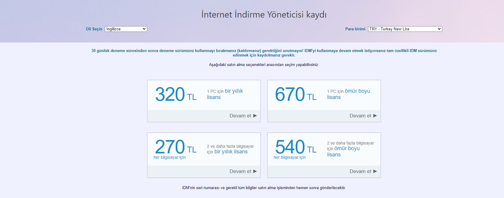 İnternet Download Manager Üçretlendirme